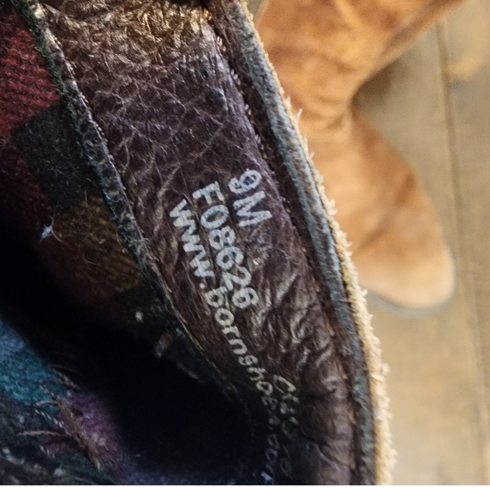 Born Poly Brown Suede Knee High Riding Boots Plaid Lining. Festival Gritty Boho - Picture 7 of 14
